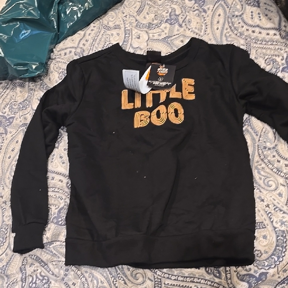 ❤️10/$13 New Little Boo Glow In Dark Words Black Kids Sweatshirt